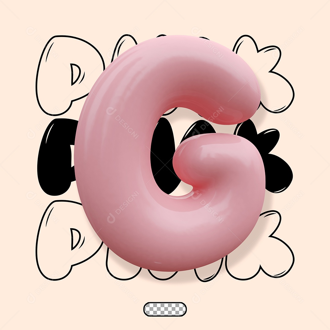 Letra 3D G Rosa Para Composição PSD