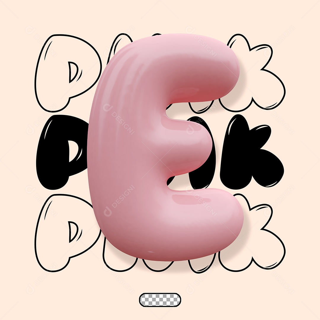 Letra 3D E Rosa Para Composição PSD