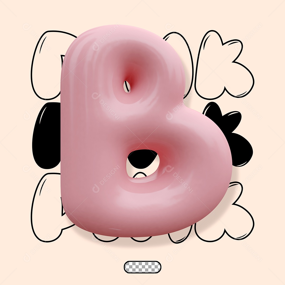 Letra 3D B Rosa Para Composição PSD