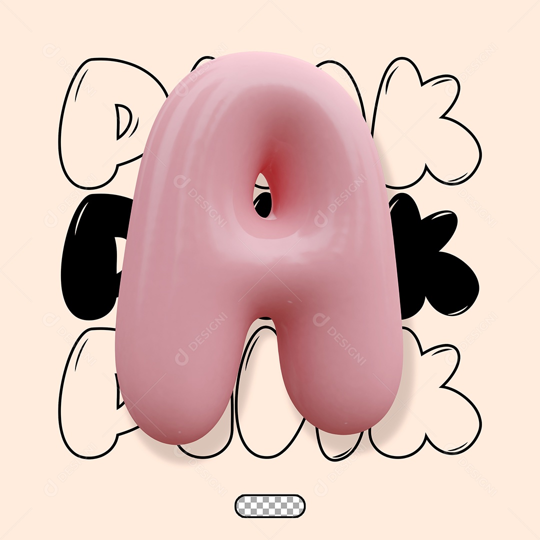 Letra 3D A Rosa Para Composição PSD