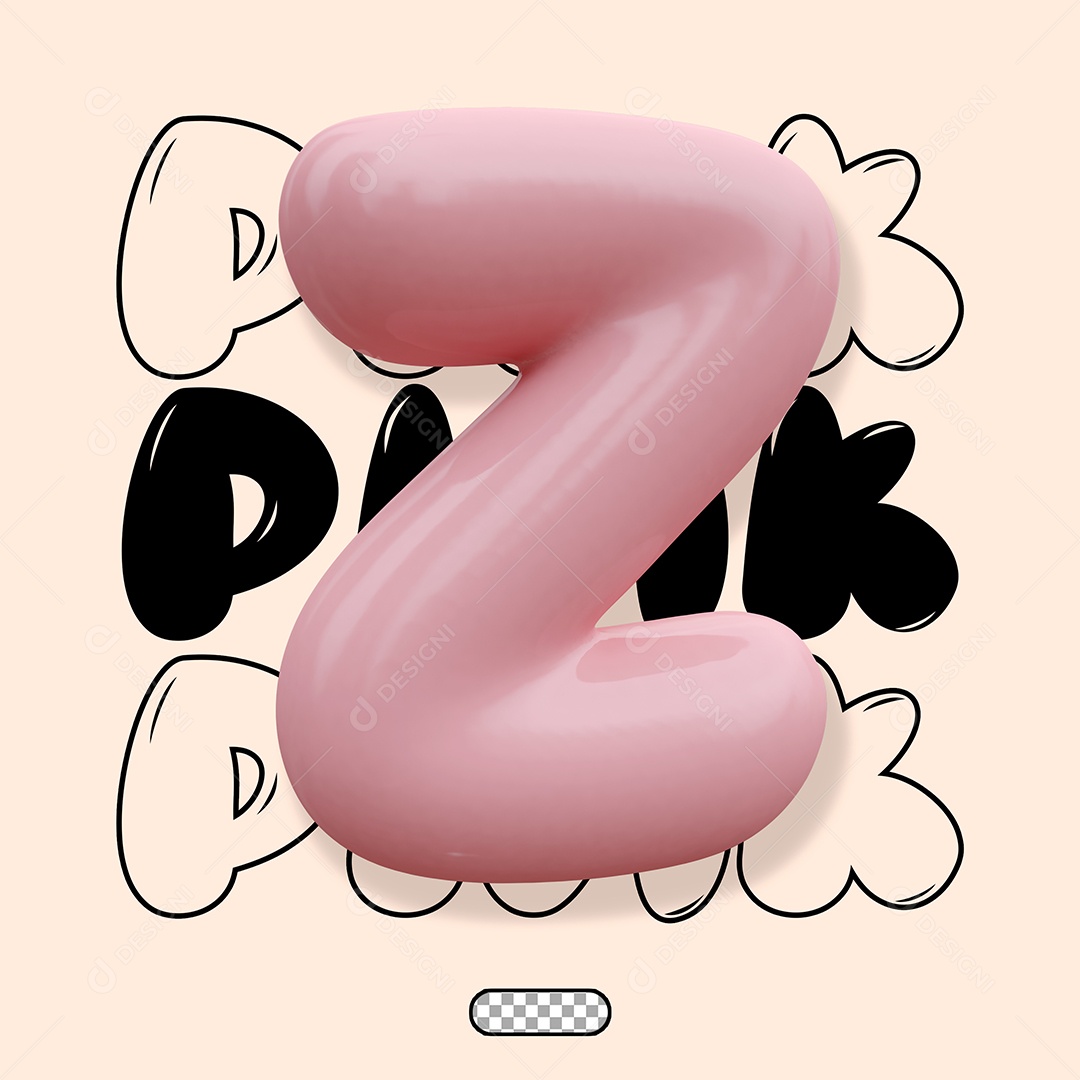 Letra 3D Z Rosa Para Composição PSD