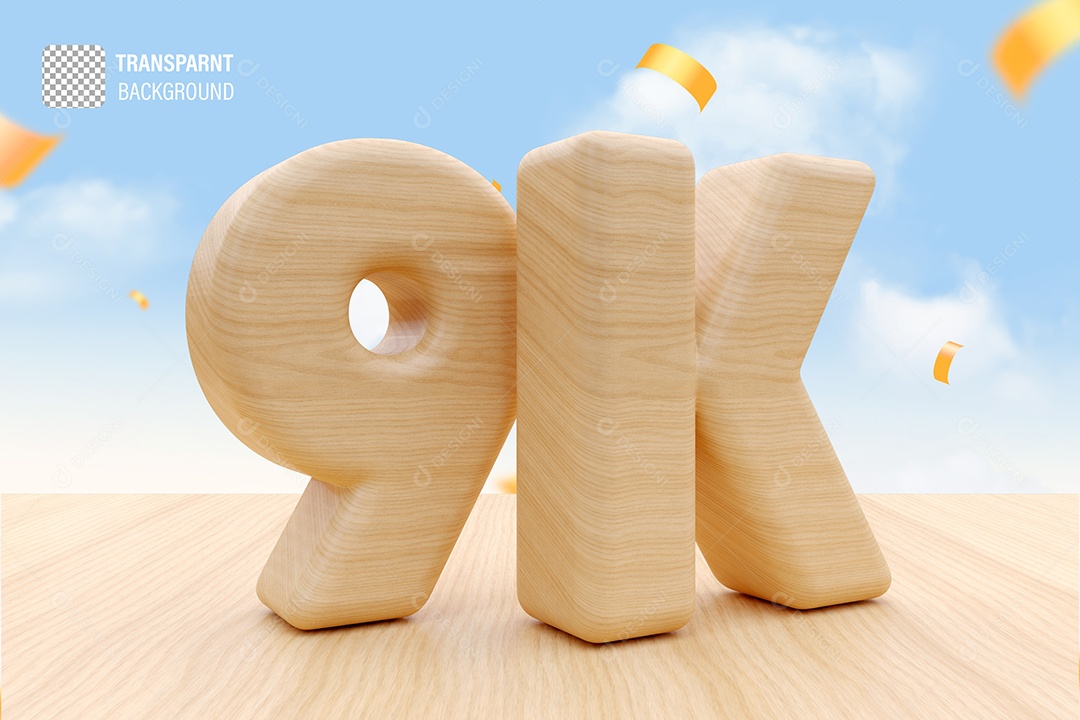 Seguidores 9K Elemento 3D Marrom Claro para Composição PSD