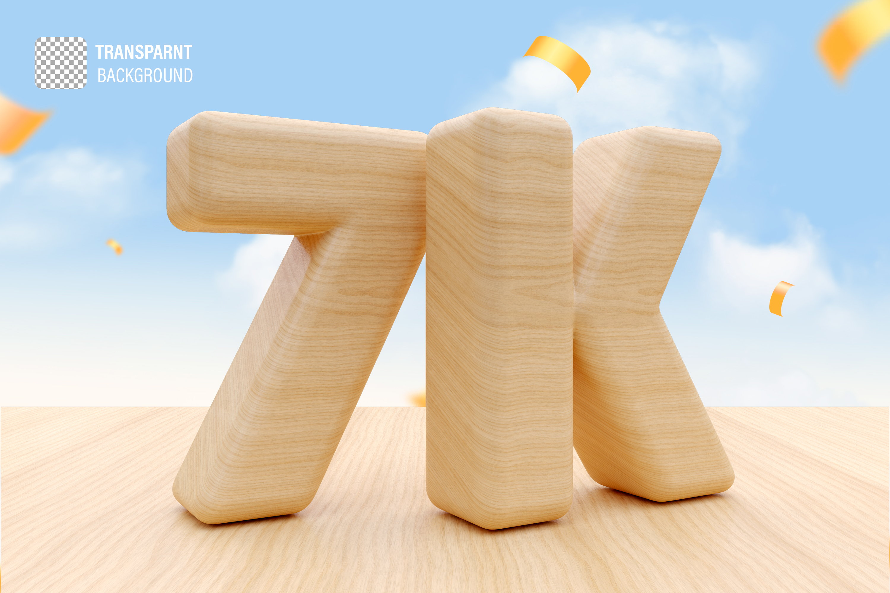 Seguidores 7K Elemento 3D Marrom Claro para Composição PSD