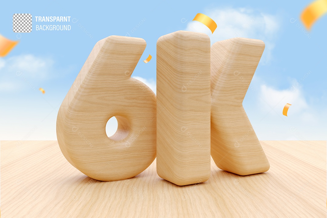 Seguidores 6K Elemento 3D Marrom Claro para Composição PSD