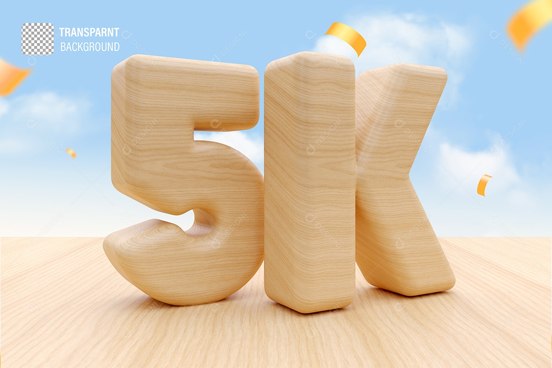 Seguidores 5K Elemento 3D Marrom Claro para Composição PSD