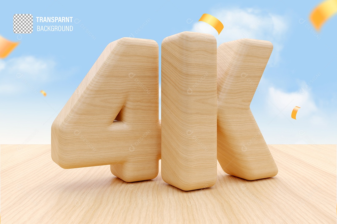 Seguidores 4K Elemento 3D Marrom Claro para Composição PSD