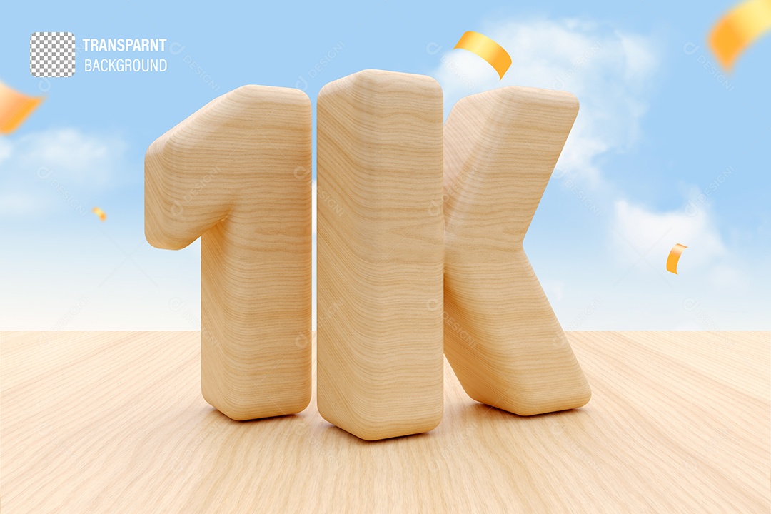 Seguidores 1K Elemento 3D Marrom Claro para Composição PSD