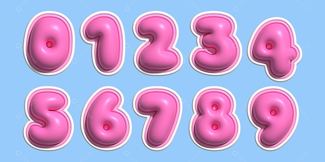 Elemento 3D Conjunto de Números Rosa Para Composição PSD
