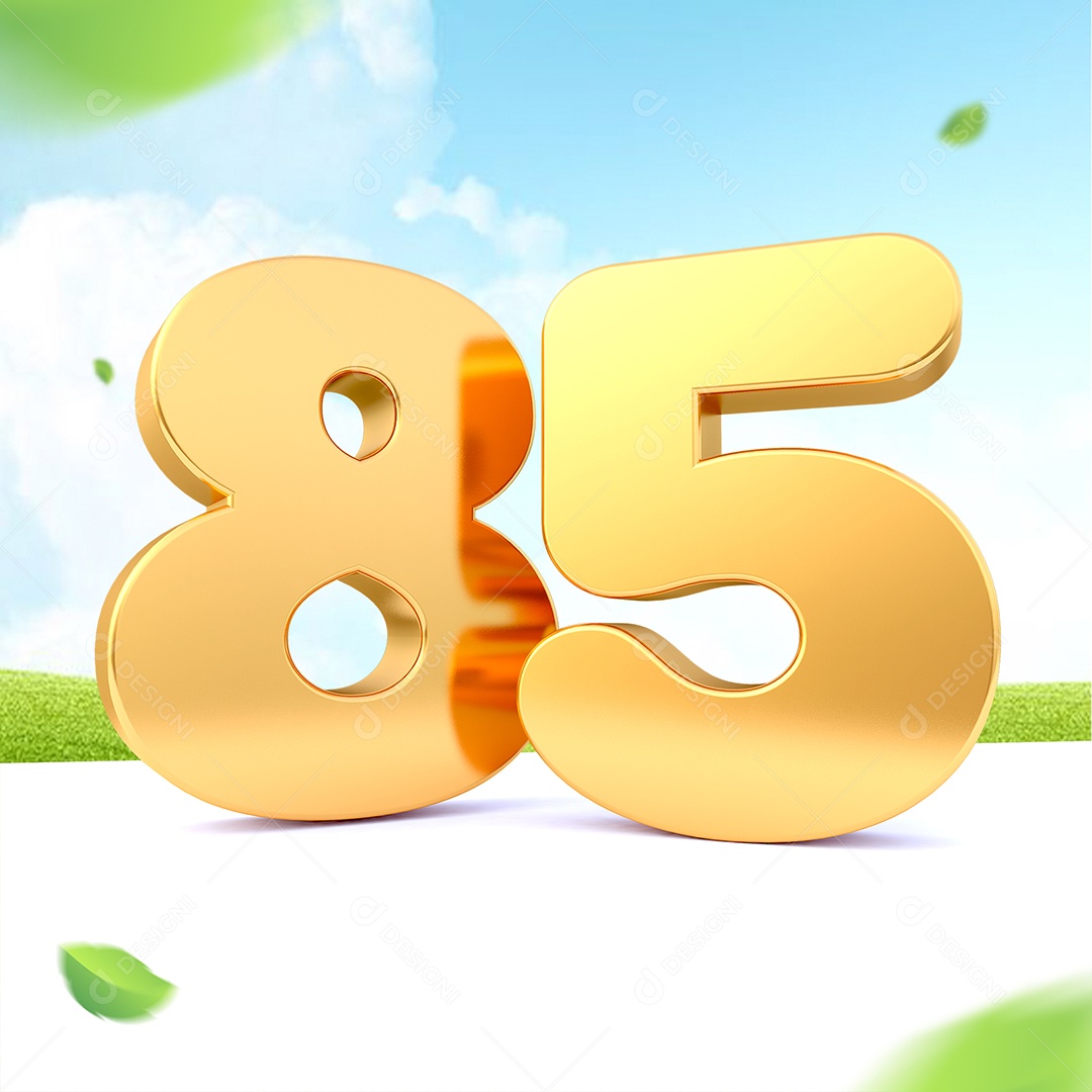 3D Element Number 85 Golden for PSD Composition