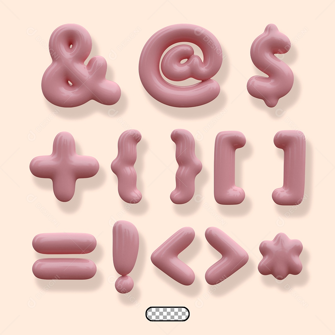 Símbolos Rosa Elemento 3D para Composição PSD