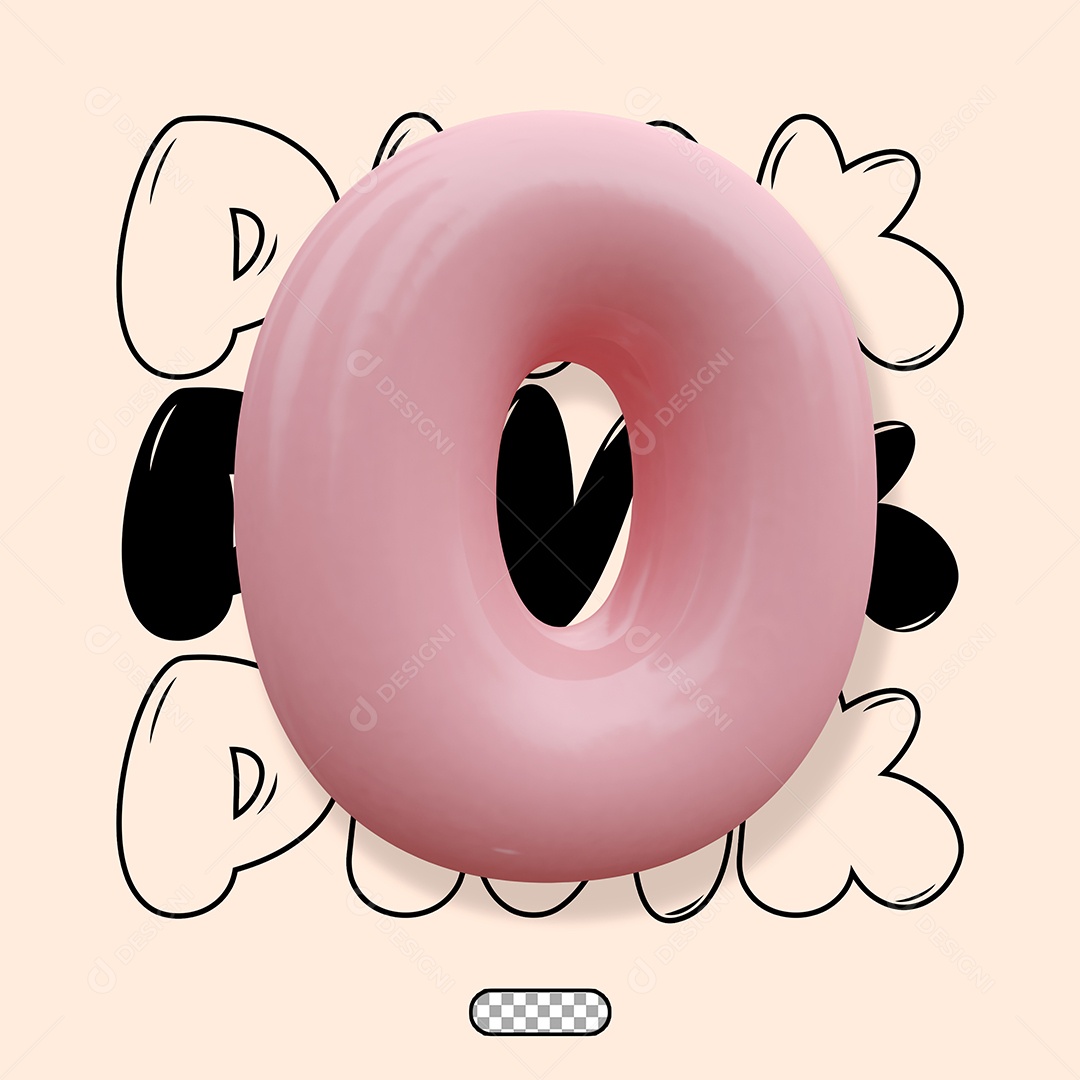 Letra 3D O Rosa Para Composição PSD