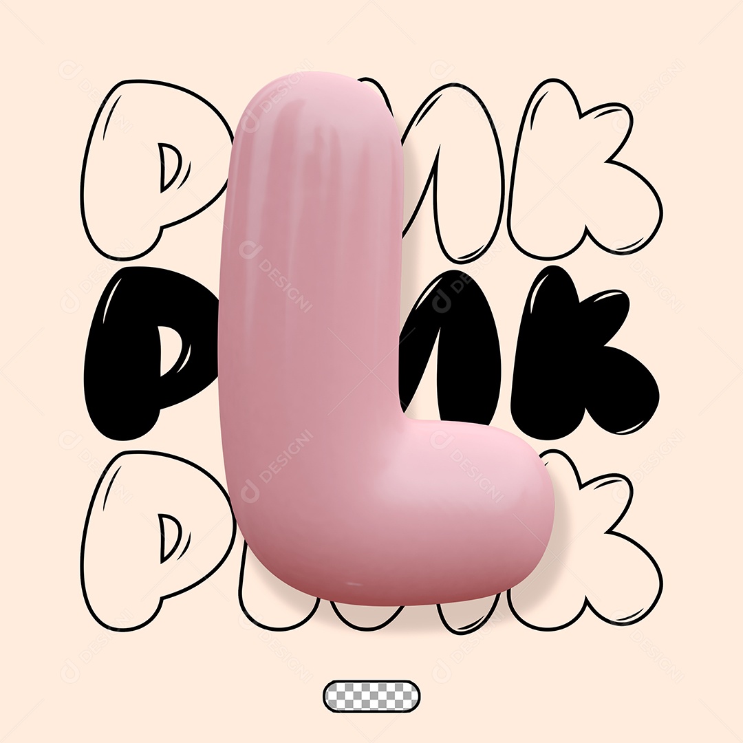 Letra 3D L Rosa Para Composição PSD