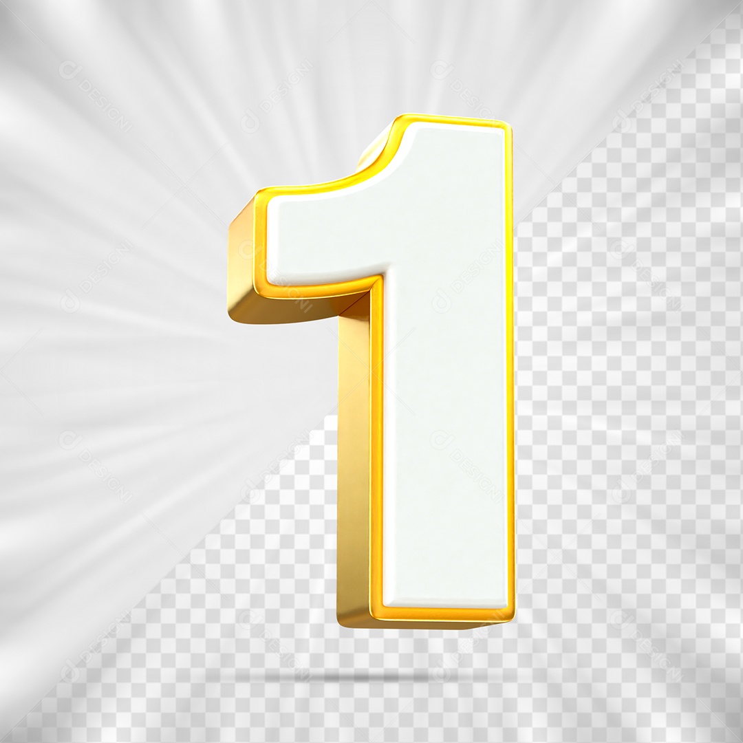 Elemento 3D Número Um para Composição PSD