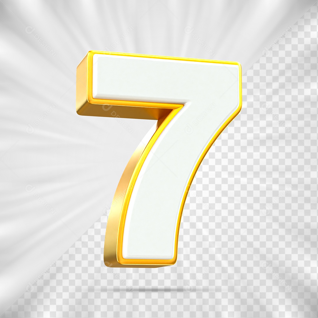 Elemento 3D Número Sete para Composição PSD