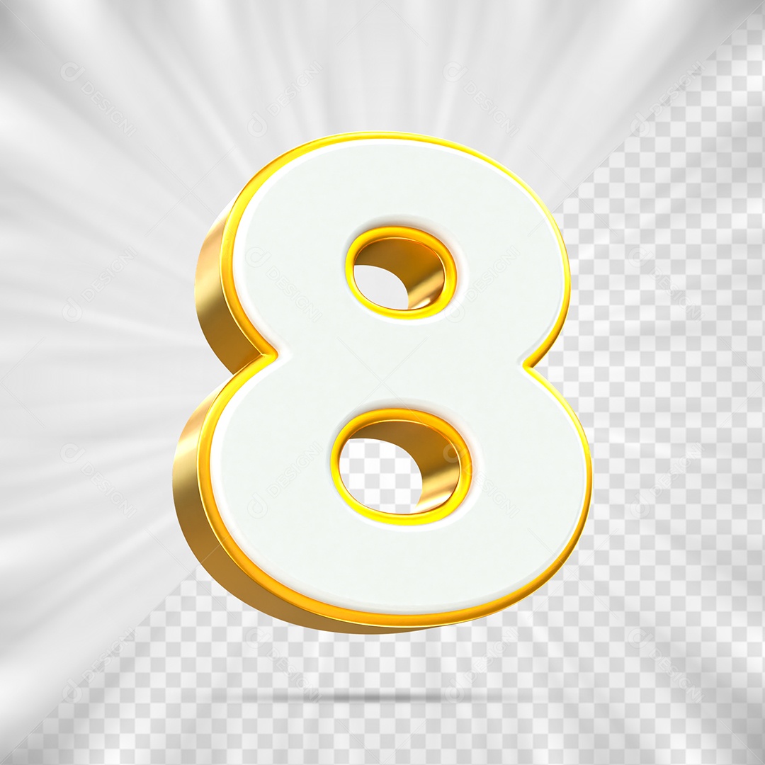Elemento 3D Número Oito para Composição PSD