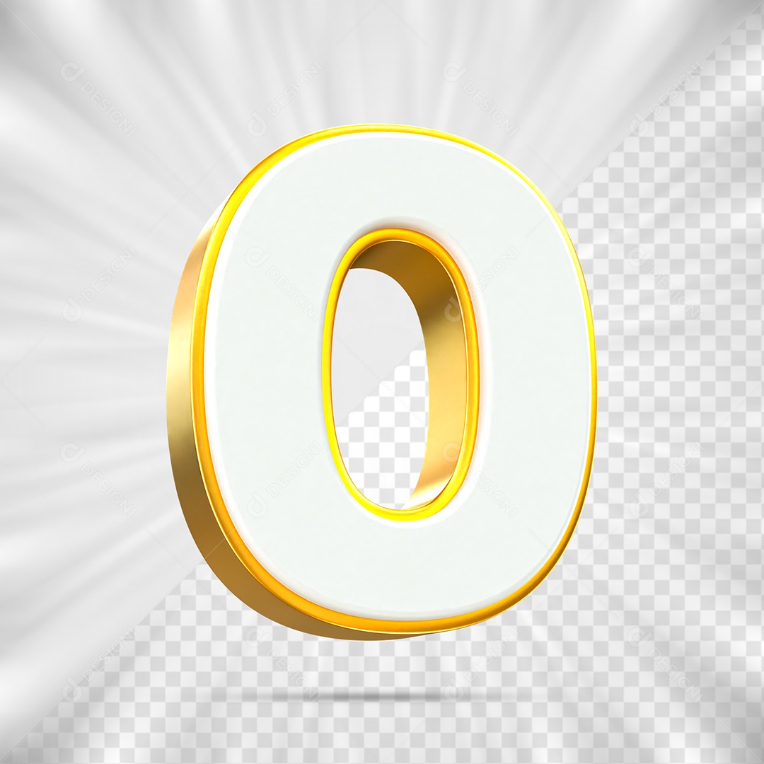 Elemento 3D Número Zero para Composição PSD