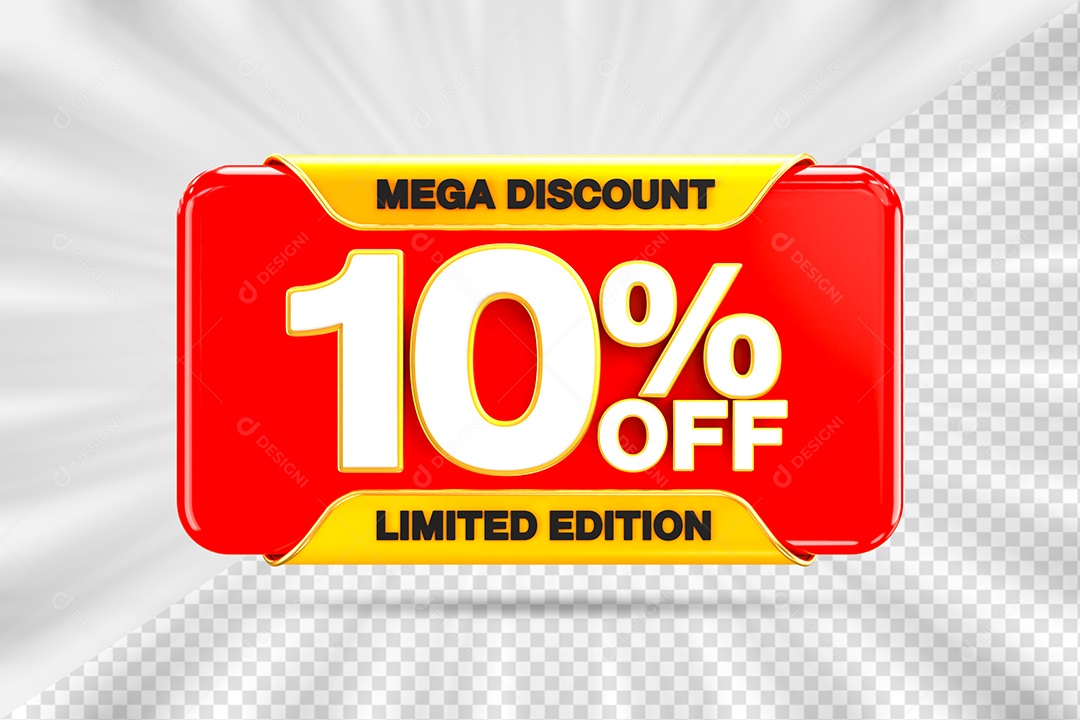 Elemento Tag 10% OFF para Composição PSD