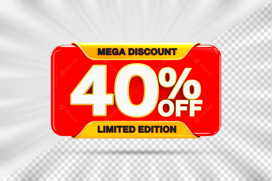 Elemento Tag 40% OFF para Composição PSD