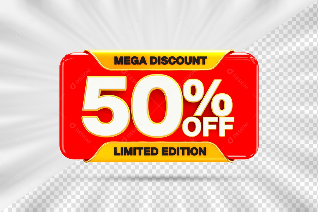 Elemento Tag 50% OFF para Composição PSD