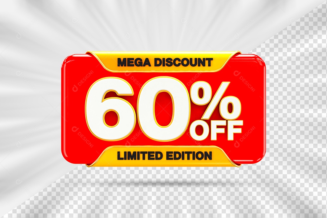 Elemento Tag 60% OFF para Composição PSD