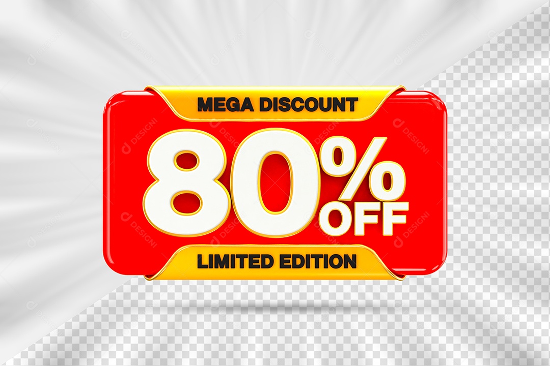 Elemento Tag 80% OFF para Composição PSD