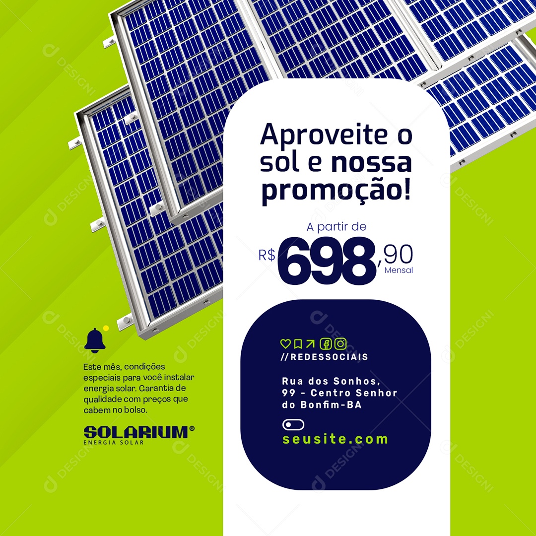 Energia Solar Aproveite o Sol e Nossa Promoção Social Media PSD Editável