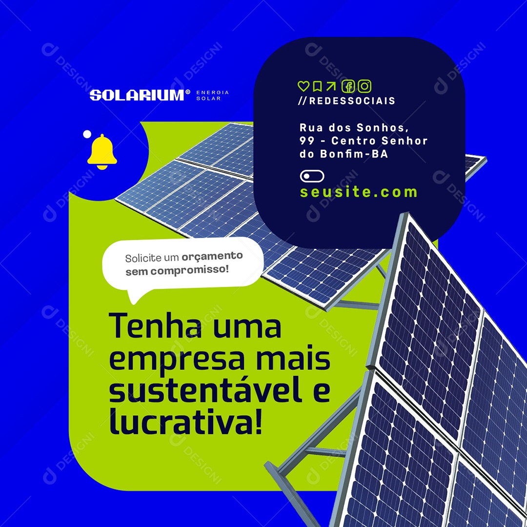 Energia Solar Tenha Uma Empresa Mais Sustentável e Lucrativa Social Media PSD Editável