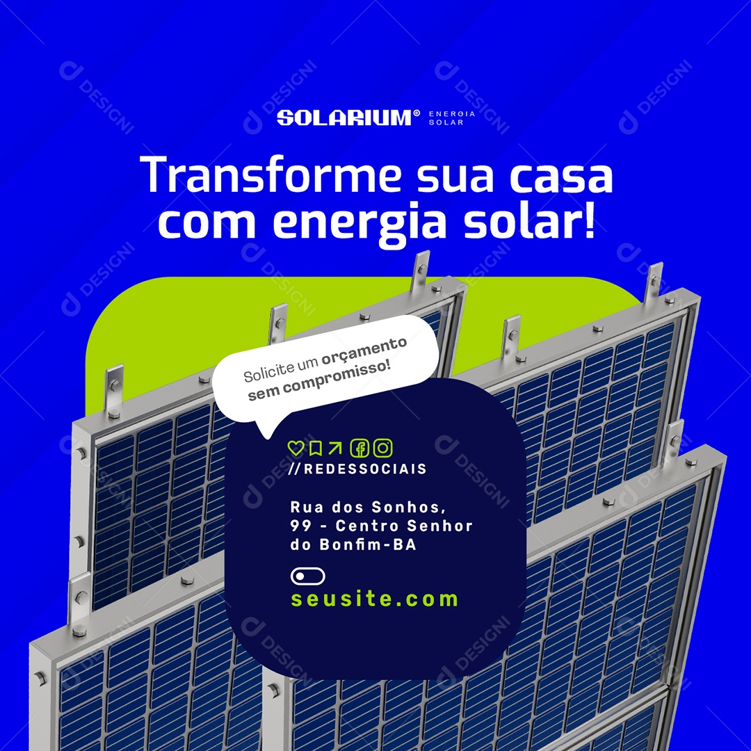 Social Media Transforme sua Casa com Energia Solar PSD Editável