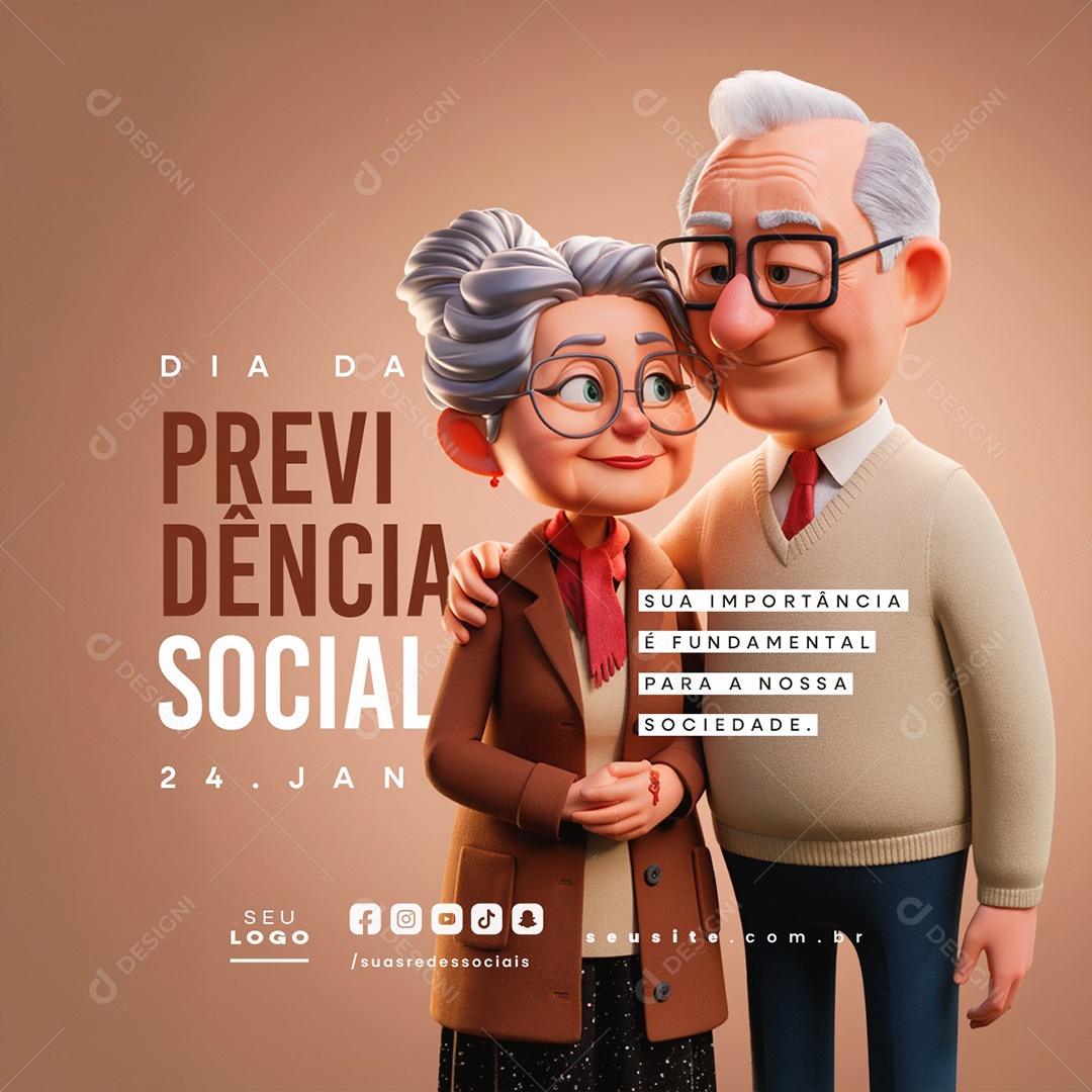 Dia Da Previdência Social 24 de Janeiro Social Media PSD Editável