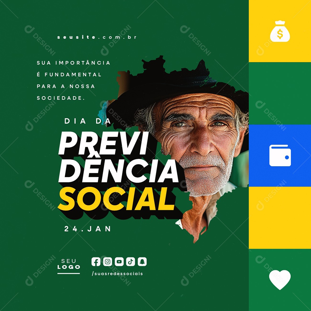 Dia Da Previdência Social 24 de Janeiro Sua Importância é Fundamental Social Media PSD Editável