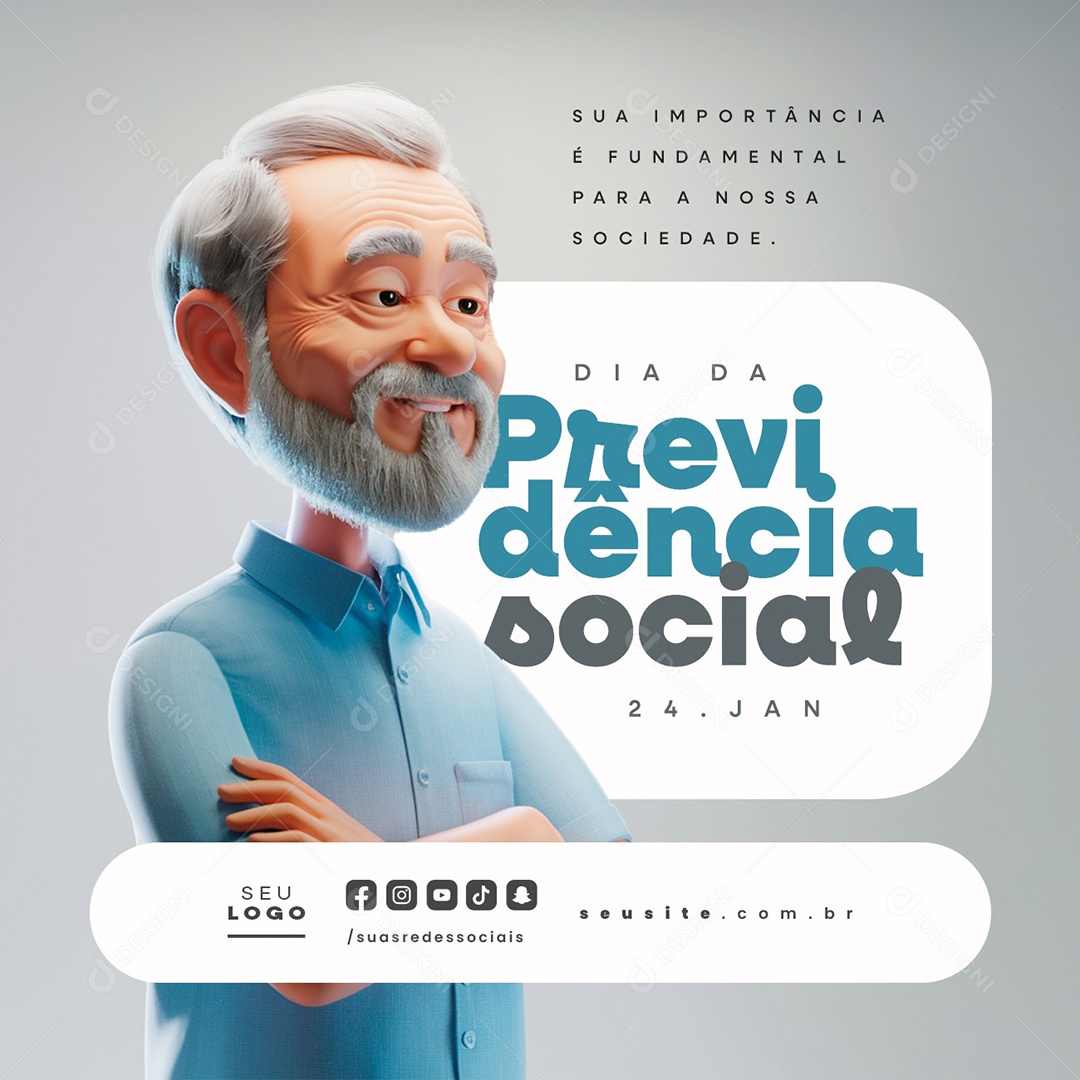 Social Media Dia Da Previdência Social 24 de Janeiro Sua Importância é Fundamental  PSD Editável