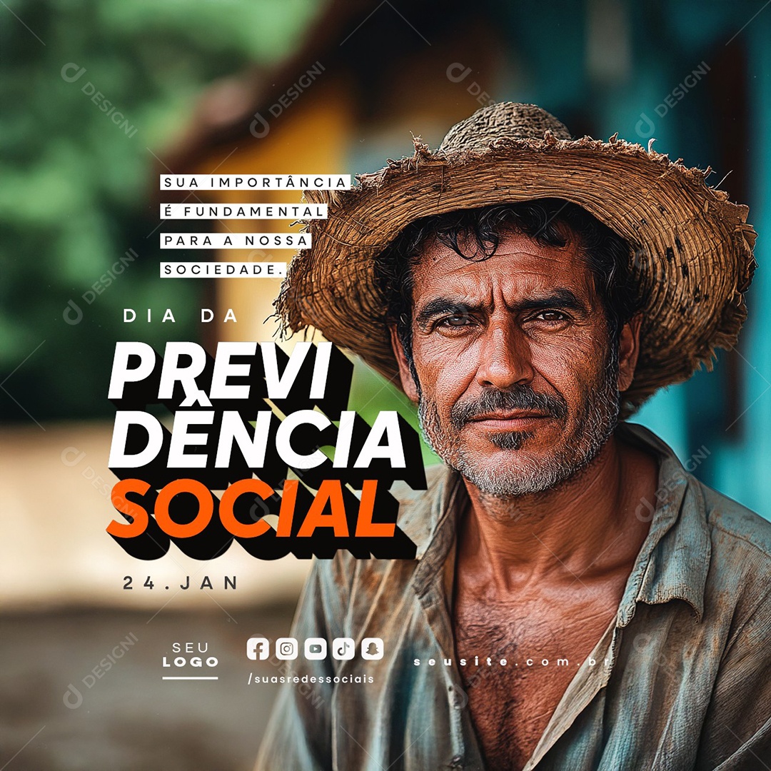 Dia Da Previdência Social 24 de Janeiro Sua Importância é Fundamental Social Media PSD Editável