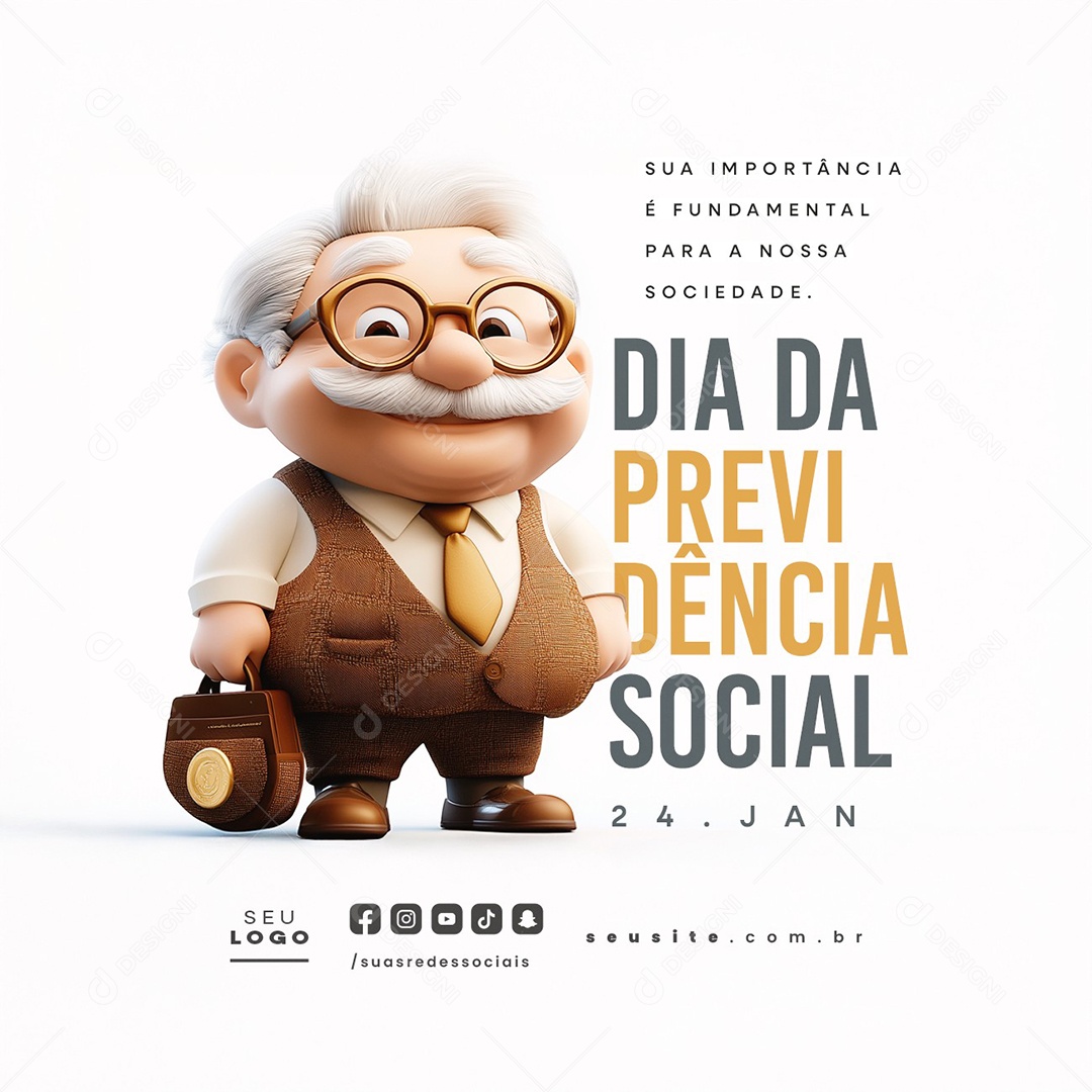 Dia Da Previdência Social 24 de Janeiro Social Media PSD Editável