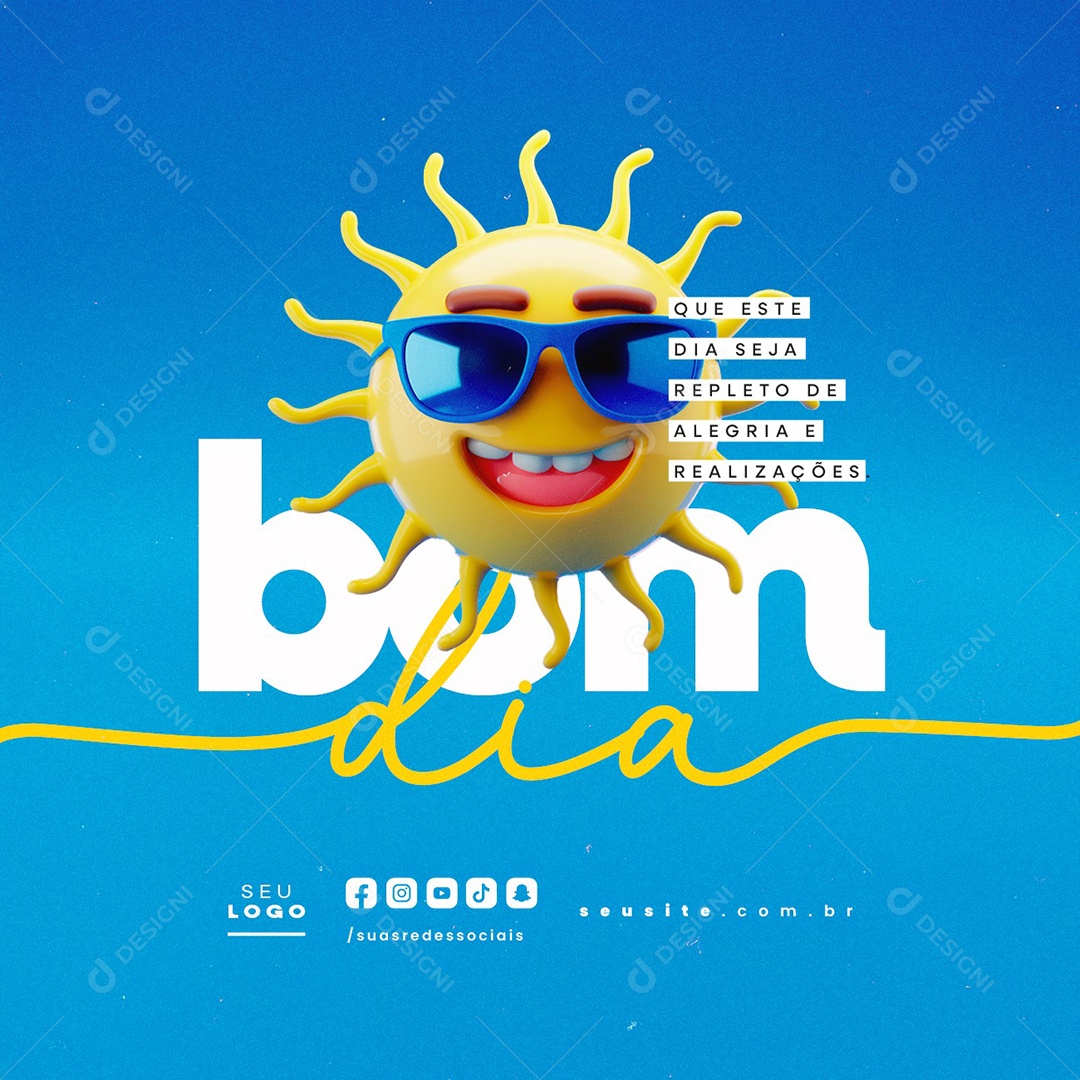 Frase Motivacional Bom Dia Que Este Dia Seja Repleto De Alegria Social Media PSD Editável