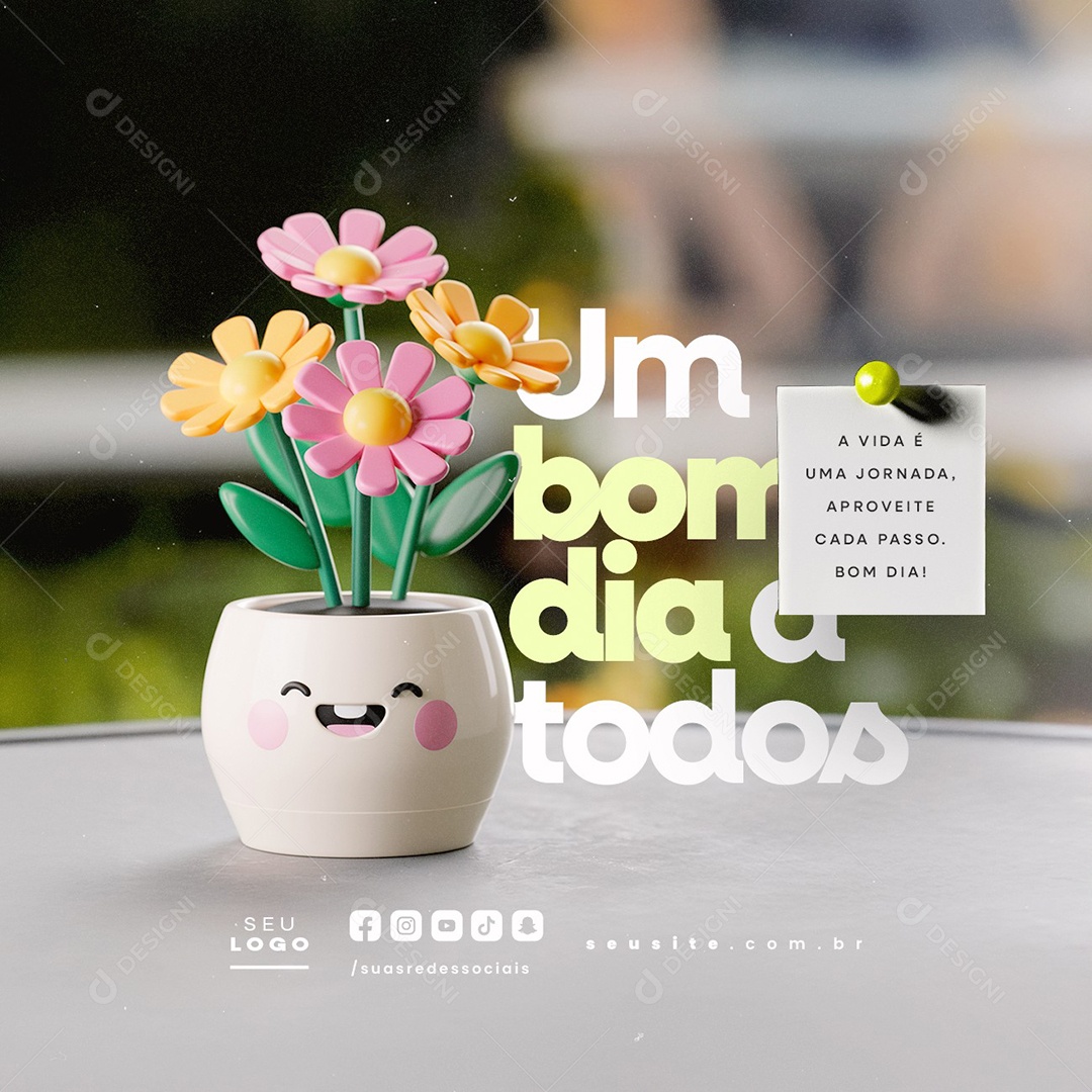 Frase Motivacional Um Bom Dia a Todos Social Media PSD Editável