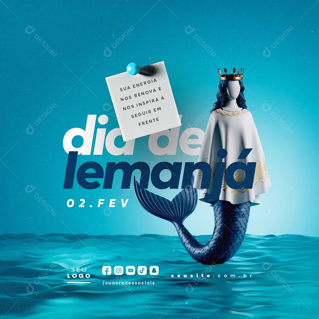 Dia de Iemanjá 02 de Fevereiro Social Media PSD Editável