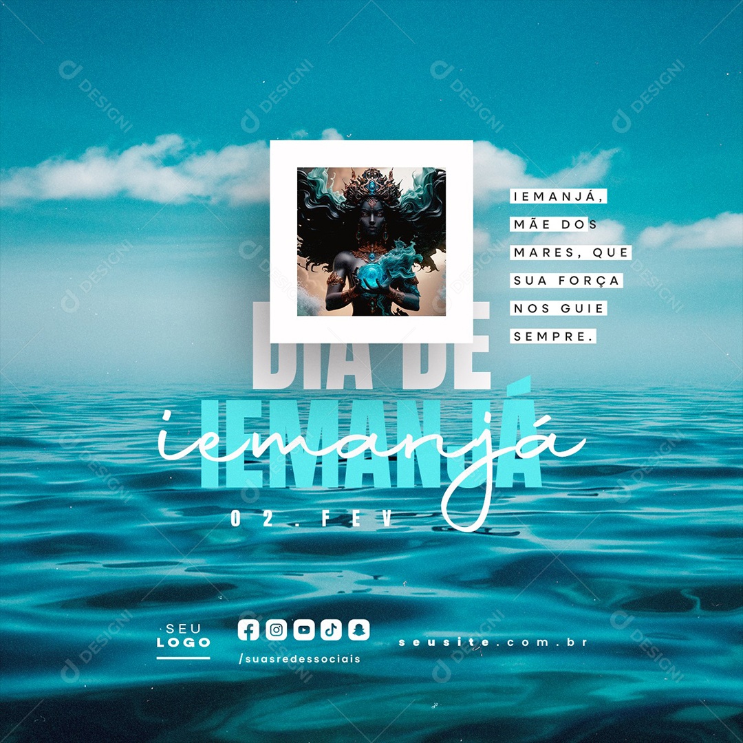 Dia de Iemanjá 02 de Fevereiro Mãe Dos Mares Social Media PSD Editável