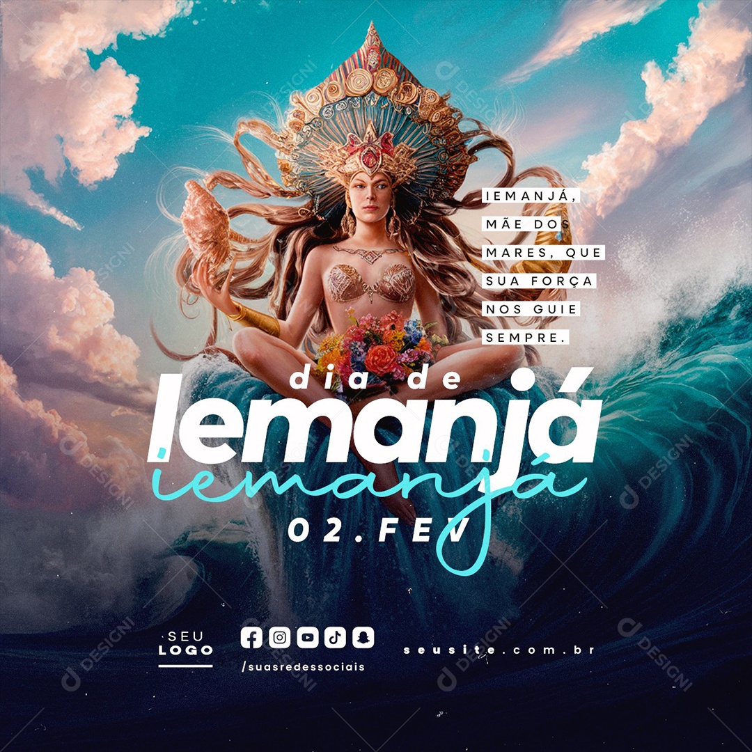 Dia de Iemanjá 02 de Fevereiro Social Media PSD Editável
