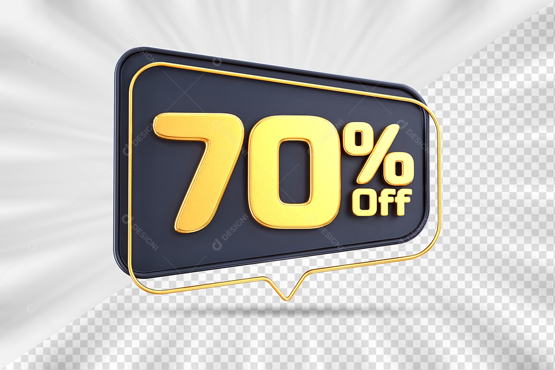 Tag de Desconto 70% Off Elemento 3D para Composição PSD