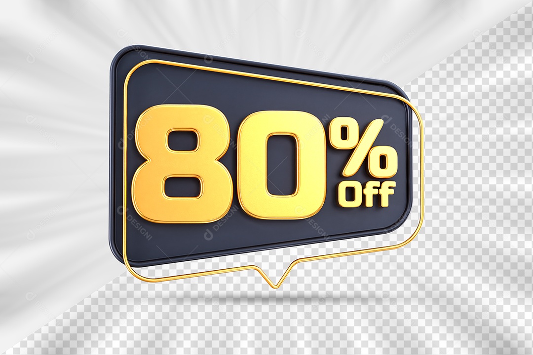 Tag de Desconto 80% Off Elemento 3D para Composição PSD