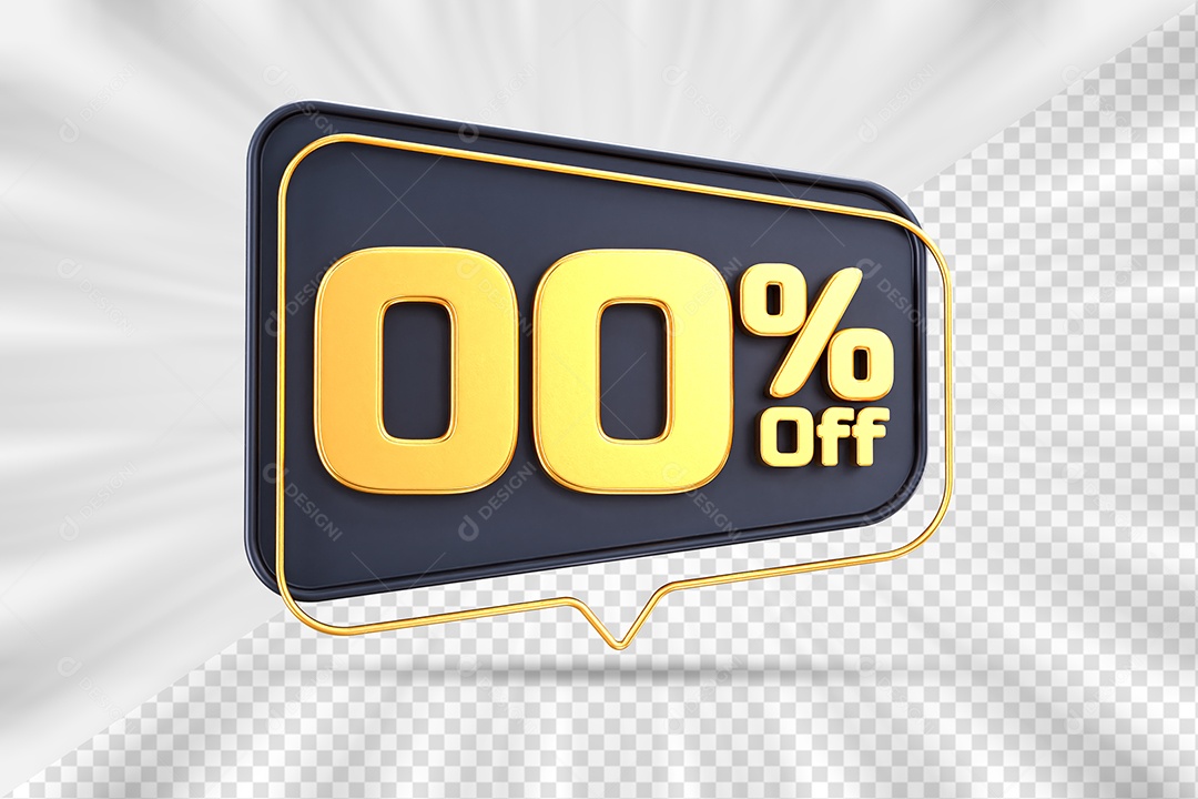 Tag de Desconto 00% Off Elemento 3D para Composição PSD
