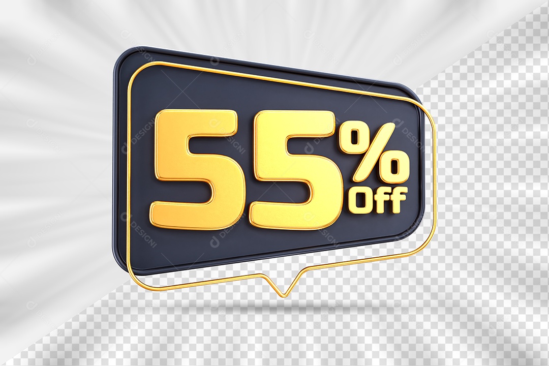 Tag de Desconto 55% Off Elemento 3D para Composição PSD