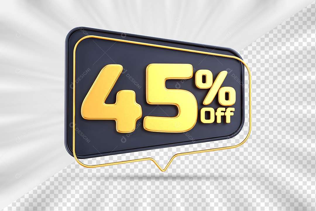 Tag de Desconto 45% Off Elemento 3D para Composição PSD