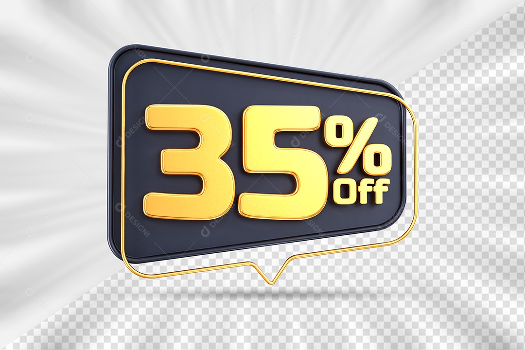 Tag de Desconto 35% Off Elemento 3D para Composição PSD