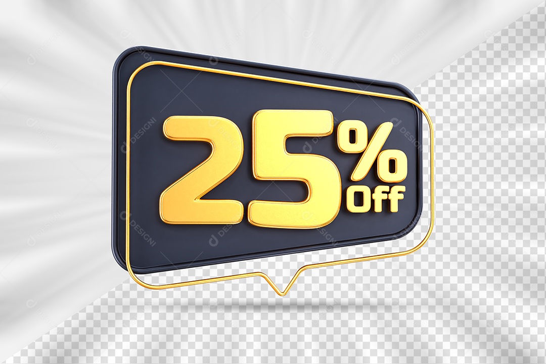 Tag de Desconto 25% Off Elemento 3D para Composição PSD