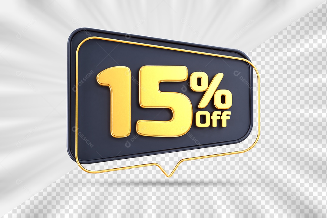Tag de Desconto 15% Off Elemento 3D para Composição PSD