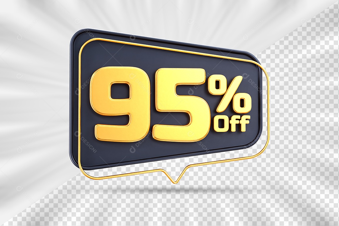 Tag de Desconto 95% Off Elemento 3D para Composição PSD