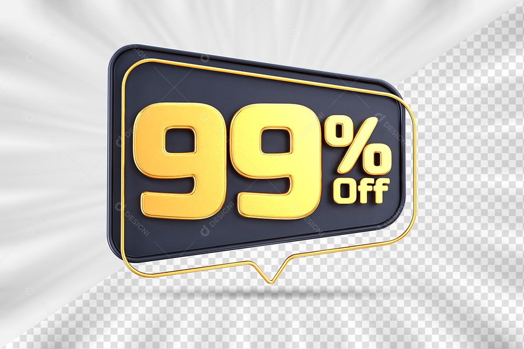 Tag de Desconto 99% Off Elemento 3D para Composição PSD