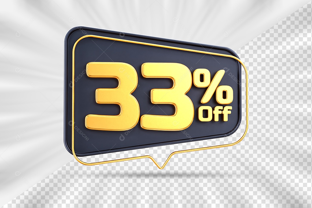 Tag de Desconto 33% Off Elemento 3D para Composição PSD