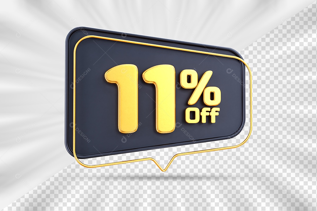 Tag de Desconto 11% Off Elemento 3D para Composição PSD